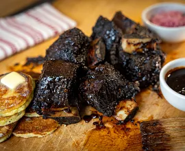 Glazed Short Ribs with Johnny Cakes